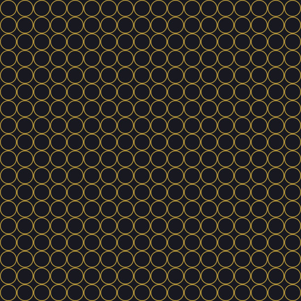 灰色背景上的金色圆圈，无缝图案。无尽的纹理与许多圆形的形状。图片下载