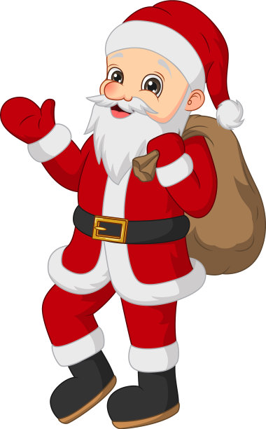卡通圣诞老人与包隔离图片下载