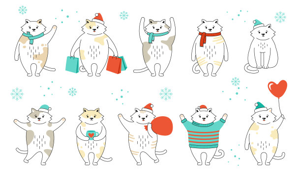圣诞猫集收藏小猫新年图片下载