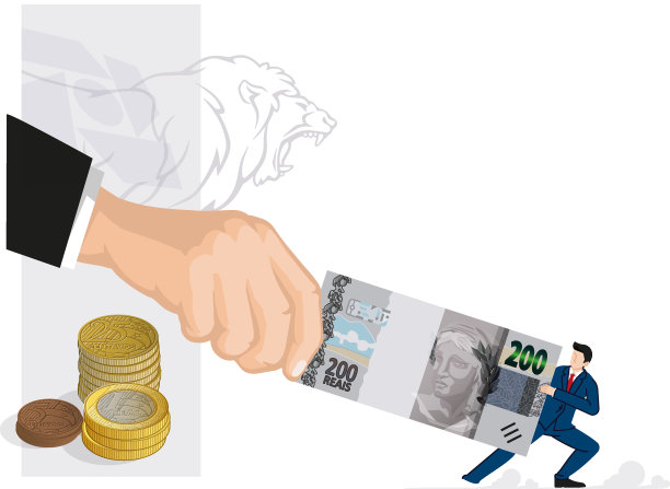 狮子的所得税申报单。借记或贷记，250,520雷亚尔的巴西纸币图片下载