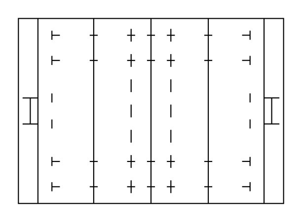橄榄球运动场地的标记线。大纲橄榄球运动场俯视图。用于积极娱乐的运动场。向量图片下载