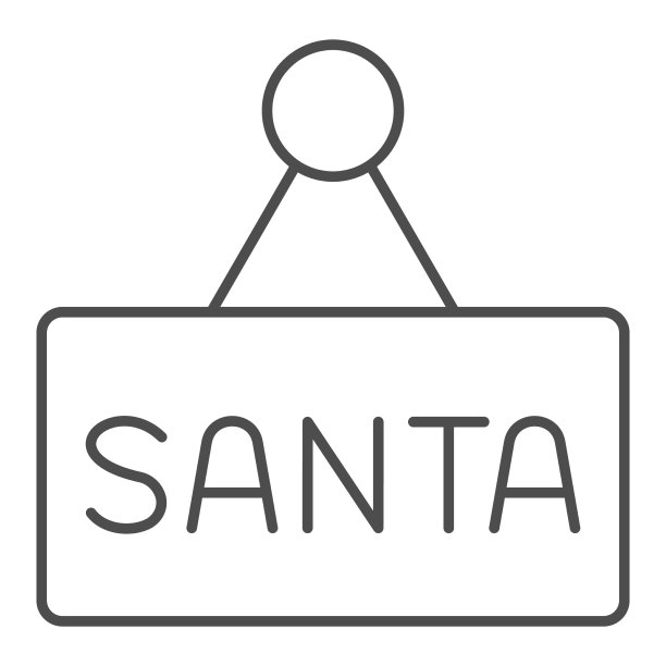 圣诞老人标志细线图标圣诞概念门图片下载