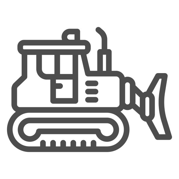 挖掘机线条图标重型设备概念图片下载