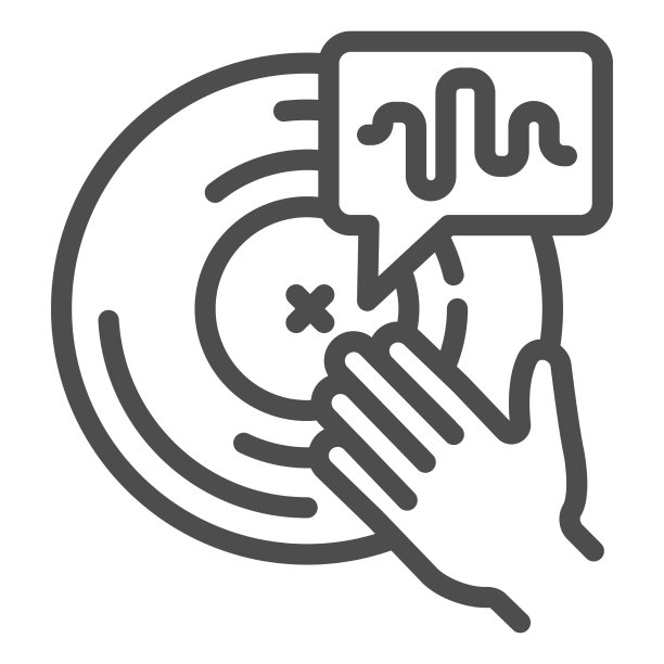 黑胶唱片和手线图标声音设计图片下载