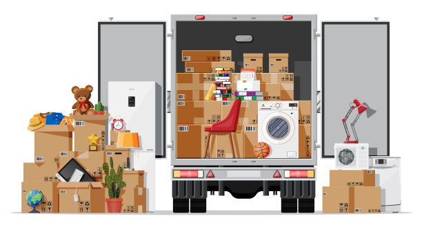 送货卡车里装满了家庭用品图片下载