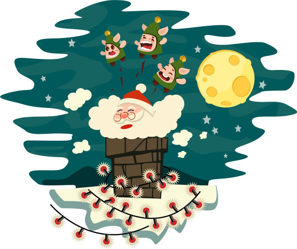 圣诞老人和烟囱图片下载