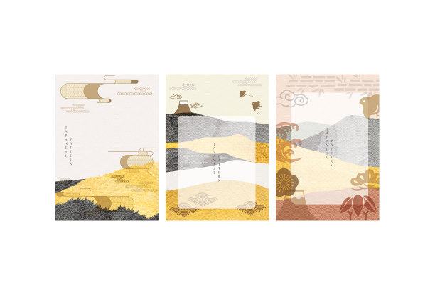 抽象艺术背景与日本波浪图片下载