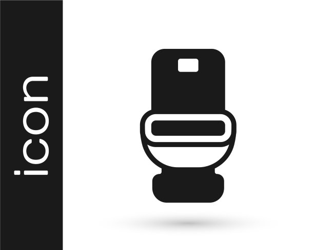 黑色马桶图标孤立在白色上图片下载