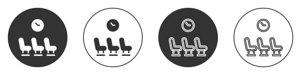 黑色等候室图标孤立在白色上图片下载