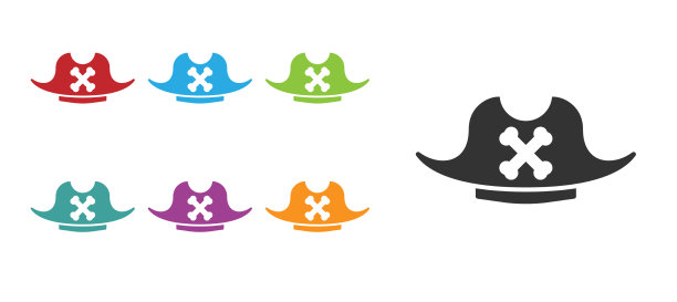 黑色海盗帽图标孤立的白色背景图片下载