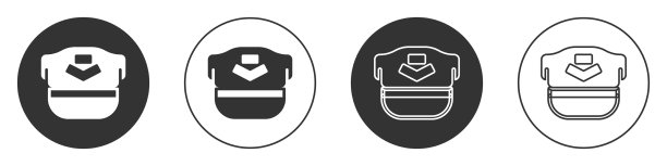 黑色飞行员帽图标孤立的白色背景图片下载