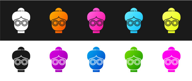 设置祖母图标隔离在黑色和白色图片下载