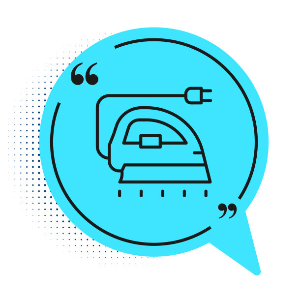 黑线电熨斗图标隔离在白色上图片下载