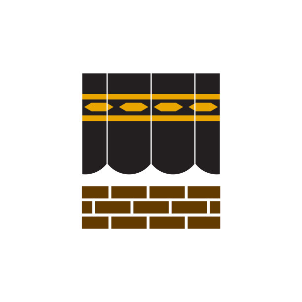 在麦加的Kaabah建筑标志设计模板图片下载