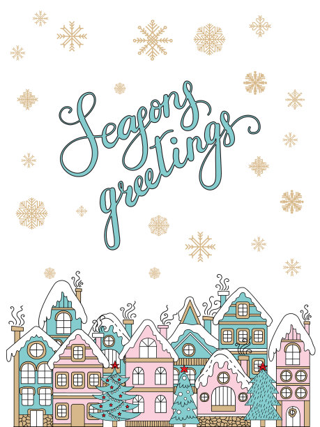 圣诞贺卡，房子被雪覆盖图片下载