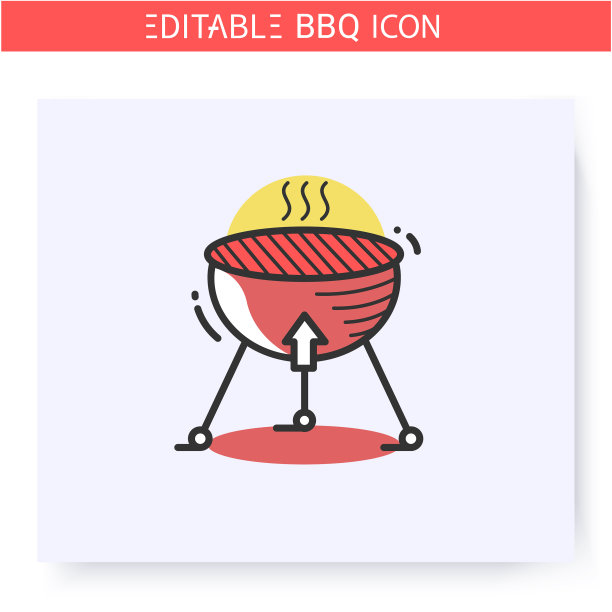 烧烤烧烤颜色图标可编辑图片下载