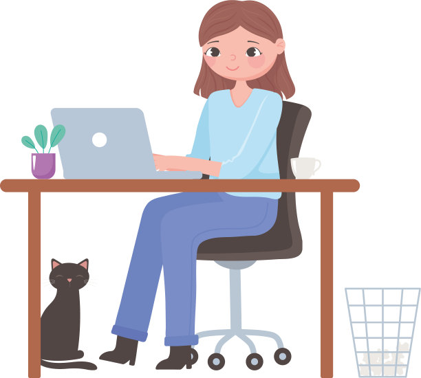 每天例行公事的场景女人和笔记本电脑在桌子上图片下载