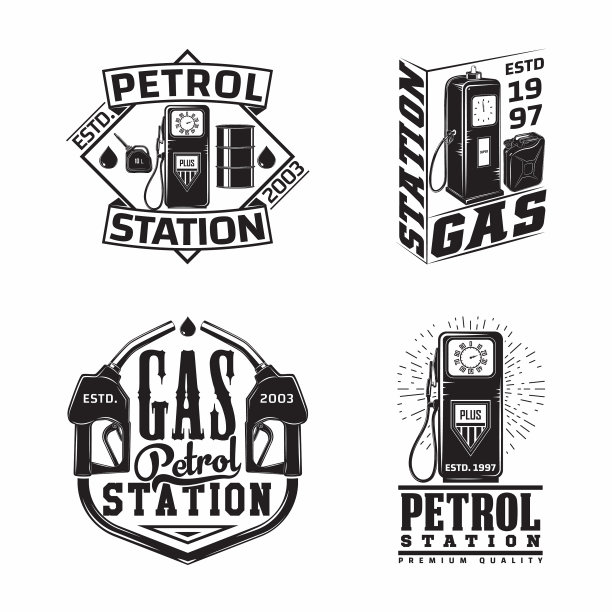 设置老式加油站标志设计图片下载