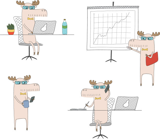 在办公室工作的麋鹿图片下载