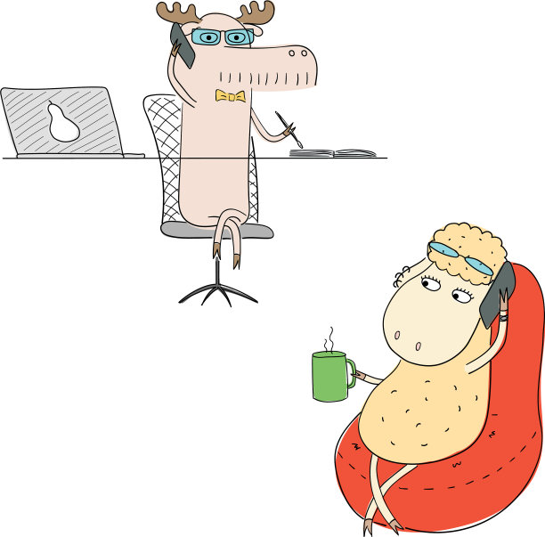 绵羊和驼鹿在打电话图片下载