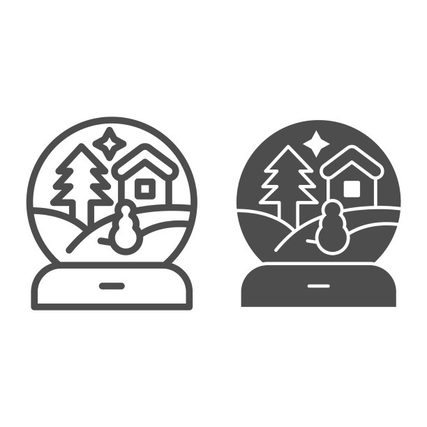 玻璃球具有冬季景观线条和实心图片下载