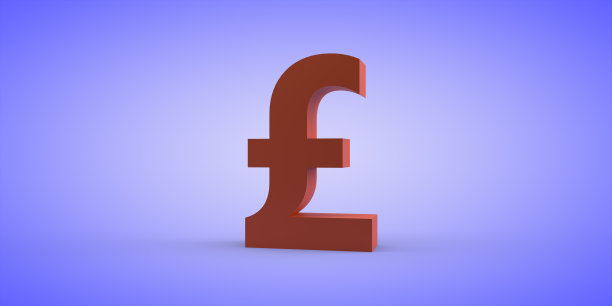 英国货币符号是蓝色底色上的红色。三维可视化图片下载