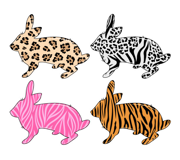 豹和野生图案兔子。图片下载