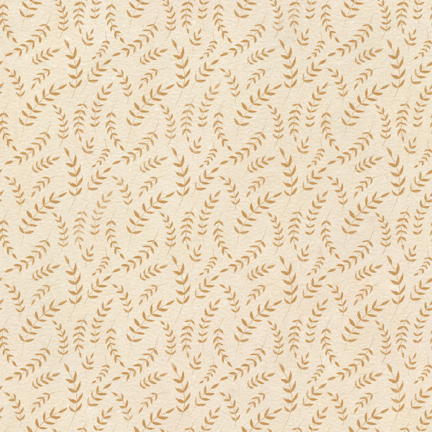 水彩无缝模式与复古米色重复枝与叶图片下载