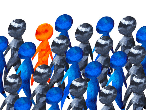 对比心灵人不同的人类精神抽象艺术自由群体有意识的水彩画插画设计图片下载