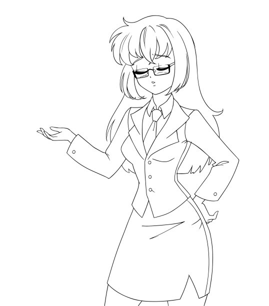 可爱的动漫女孩穿着办公套装，孤立在白色背景上。图片下载