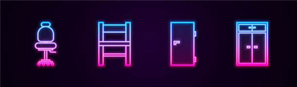 办公椅设线、椅关、门图片下载