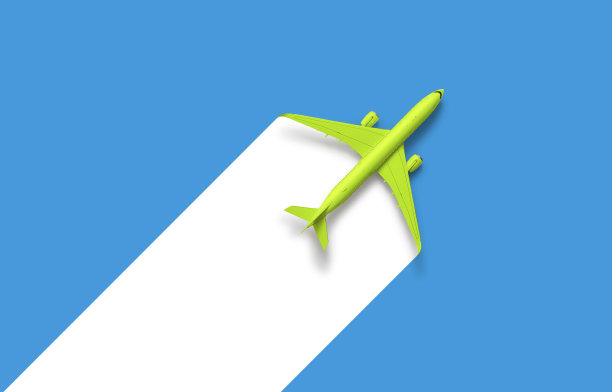 蓝色背景上的绿色客机图片下载