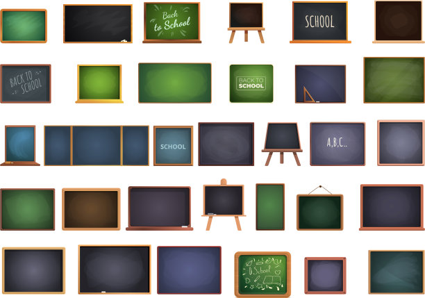 学校黑板图标设置卡通风格图片下载