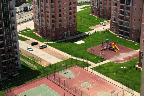 住宅公寓楼的俯视角度照片图片下载