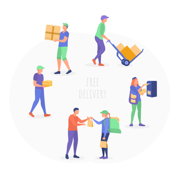 免费派送服务旗帜模板矢量插图图片下载