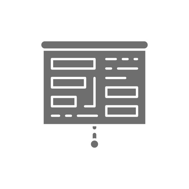 投影仪屏幕上有演示文稿、表格、图表等灰色图标。图片下载