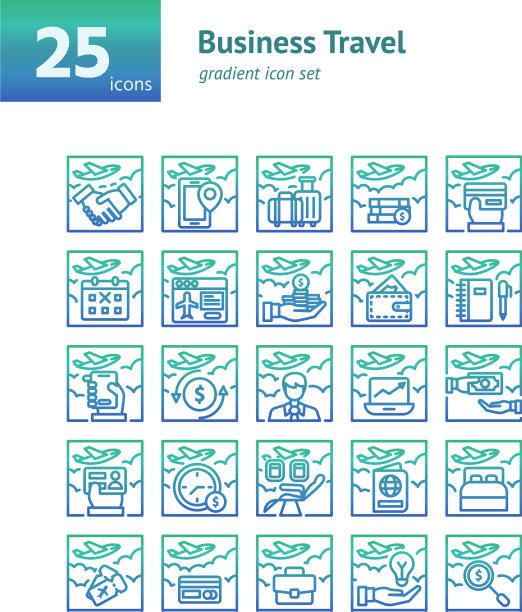 商务旅行渐变图标设置图片下载