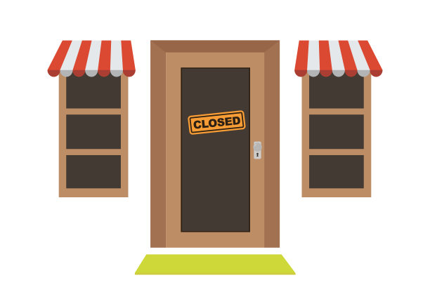 商店、商店或咖啡馆关门或破产。图片下载