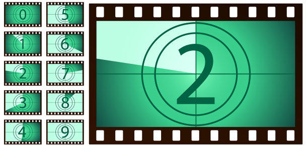复古电影倒计时绿色的白色背景图片下载