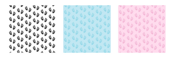 集。宝宝脚输出。婴儿淋浴背景。蓝、粉、黑三色腿纹。插图。图片下载