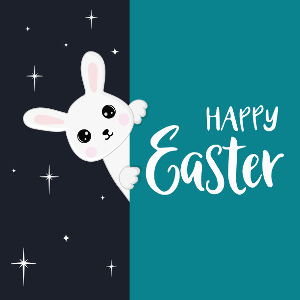 可爱的复活节小兔子。卡通风格的人物。复活节贺卡图片下载