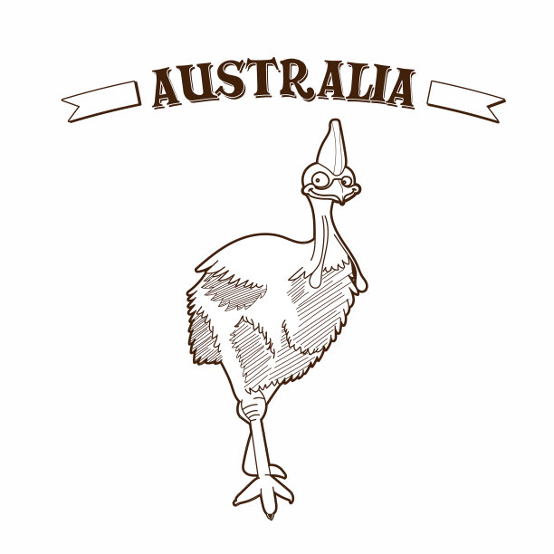 澳天手绘食火鸡图片下载