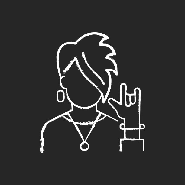 亚文化在黑色背景上用粉笔画上白色的图标图片下载