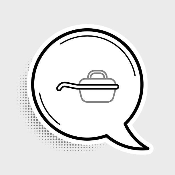 线煎锅图标孤立在灰色背景图片下载