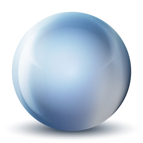 玻璃蓝球或珍贵珍珠。光滑的现实球，3D抽象矢量插图突出在白色的背景。带有阴影的大金属泡泡。图片下载