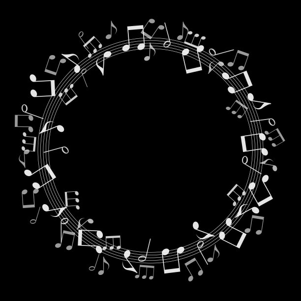 白色音乐音符圆框图片下载