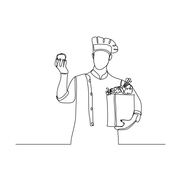 男厨师拿着纸袋蔬菜图片下载