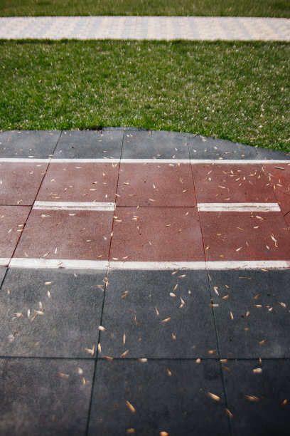 公园操场上有标记的小路。交通规则的概念教学。图片下载