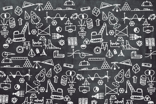 黑板与手绘数学相关的图标。教育的概念。图片下载