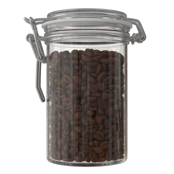 特写烤咖啡豆在容器图片下载